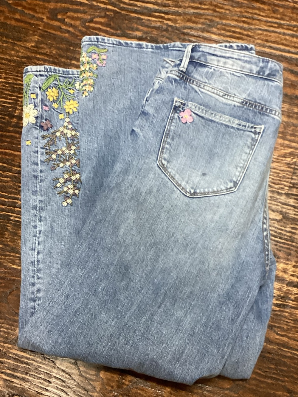 Driftwood Marlena Embroidered Mid-Rise Wide-Leg Jeans 28 - Picture 10 of 10